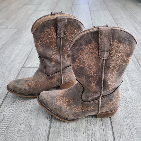 Roper Little Kids Brown Embroidered Cowboy Boots Size 12 - Picture 1 of 12